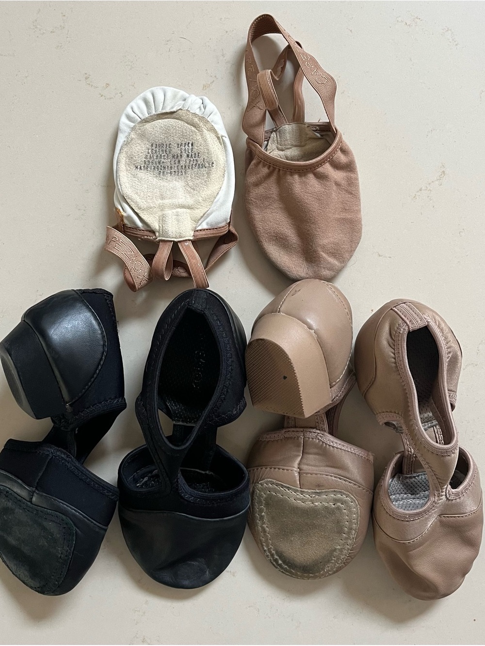 Capezio leather pedinis size 6.5 in black and tan, and size L canvas turners!